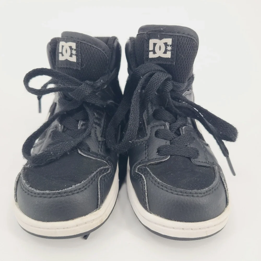 DC Shoes Spark High RS Black Leather‎ Toddler Sneakers High Top Skater Shoes 8C